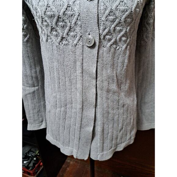 Calvin Klein Women's Cozy Cardigan Sweater Grey Size Md Fit and Flare Cable Knit - Picture 3 of 10
